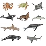 Meerestiere Figuren Spielzeug, CestMall 10 pcs Kunststoff Mini Ozean Tierspielzeug...